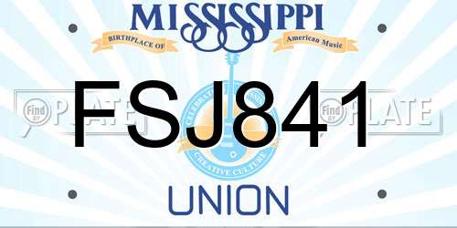 FSJ841 Mississippi License Plate