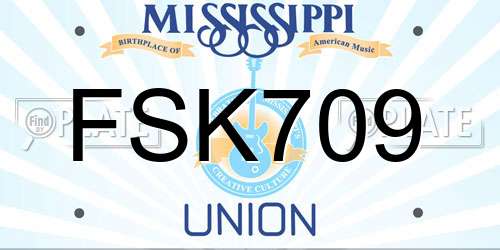 FSK709 Mississippi License Plate