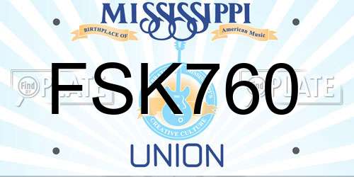 FSK760 Mississippi License Plate