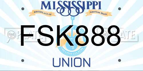 FSK888 Mississippi License Plate