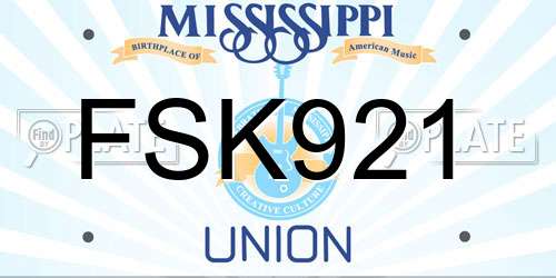 FSK921 Mississippi License Plate