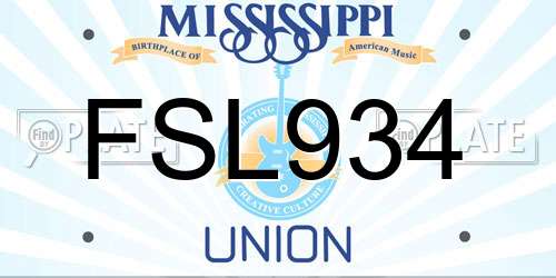 FSL934 Mississippi License Plate