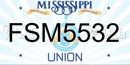 FSM5532 Mississippi License Plate