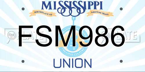 FSM986 Mississippi License Plate