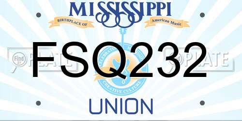 FSQ232 Mississippi License Plate