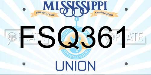 FSQ361 Mississippi License Plate