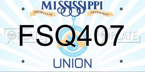 FSQ407 Mississippi License Plate