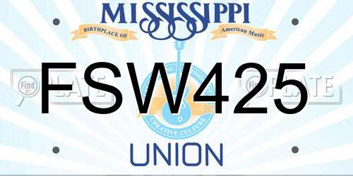 FSW425 Mississippi License Plate