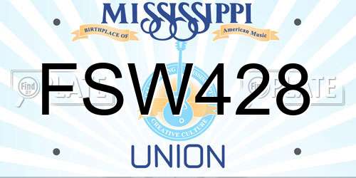 FSW428 Mississippi License Plate