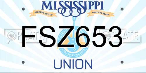 FSZ653 Mississippi License Plate