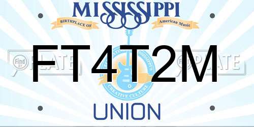 FT4T2M Mississippi License Plate