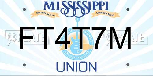 FT4T7M Mississippi License Plate