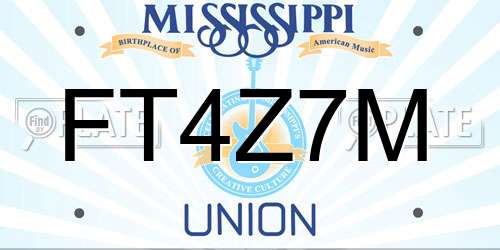 FT4Z7M Mississippi License Plate