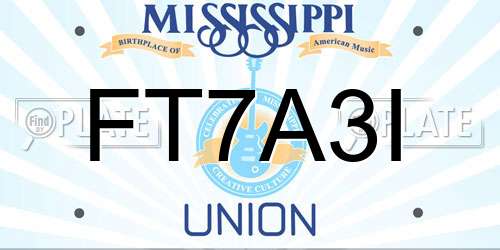FT7A3I Mississippi License Plate