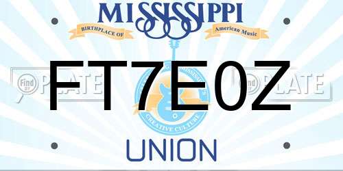 FT7E0Z Mississippi License Plate