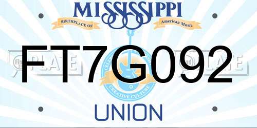 FT7G092 Mississippi License Plate