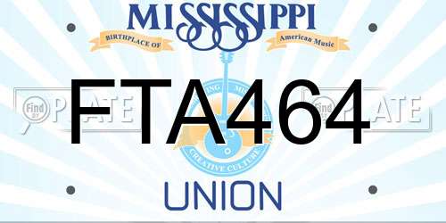 FTA464 Mississippi License Plate