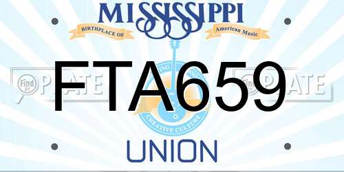 FTA659 Mississippi License Plate