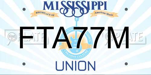 FTA77M Mississippi License Plate