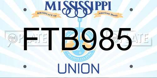 FTB985 Mississippi License Plate