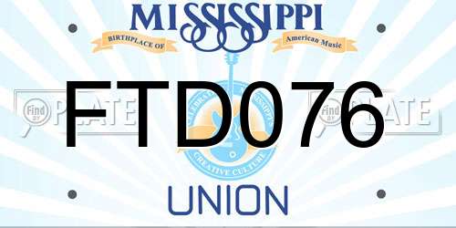 FTD076 Mississippi License Plate