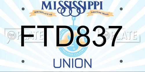 FTD837 Mississippi License Plate