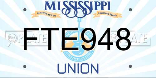 FTE948 Mississippi License Plate