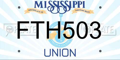 FTH503 Mississippi License Plate