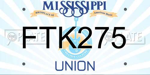 FTK275 Mississippi License Plate