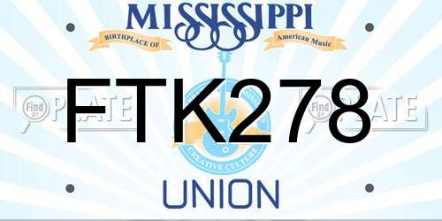 FTK278 Mississippi License Plate