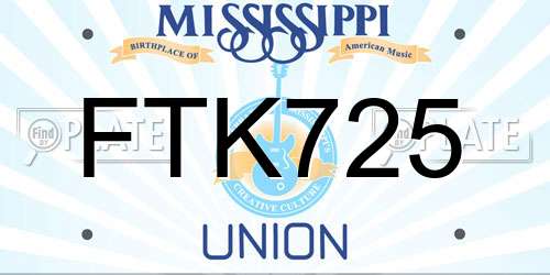 FTK725 Mississippi License Plate