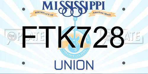 FTK728 Mississippi License Plate