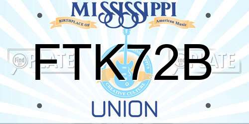FTK72B Mississippi License Plate