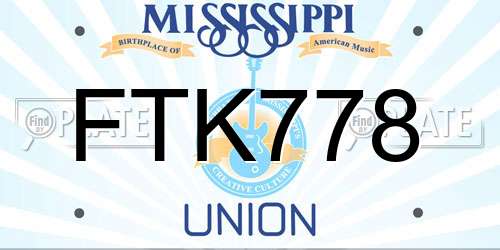 FTK778 Mississippi License Plate