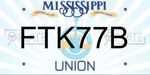 FTK77B Mississippi License Plate