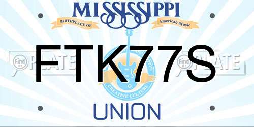FTK77S Mississippi License Plate