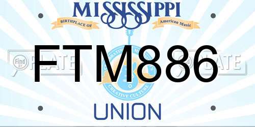FTM886 Mississippi License Plate