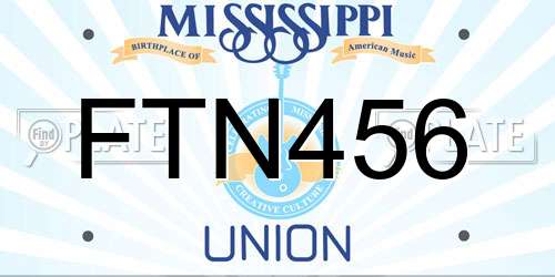 FTN456 Mississippi License Plate