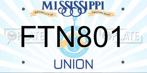 FTN801 Mississippi License Plate