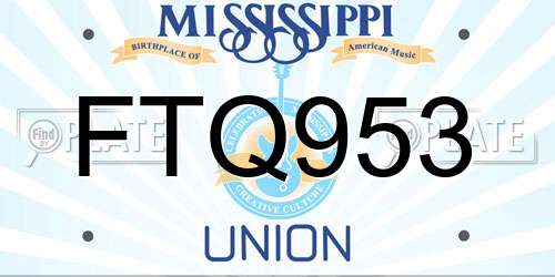 FTQ953 Mississippi License Plate