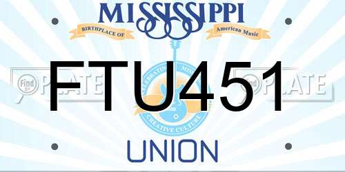 FTU451 Mississippi License Plate