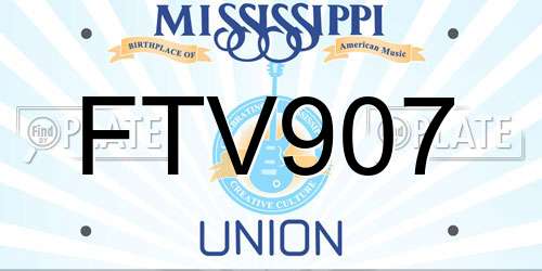 FTV907 Mississippi License Plate
