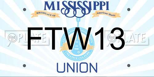 FTW13 Mississippi License Plate