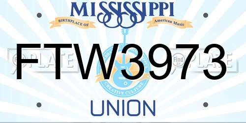 FTW3973 Mississippi License Plate