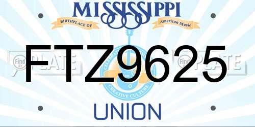 FTZ9625 Mississippi License Plate