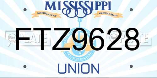 FTZ9628 Mississippi License Plate