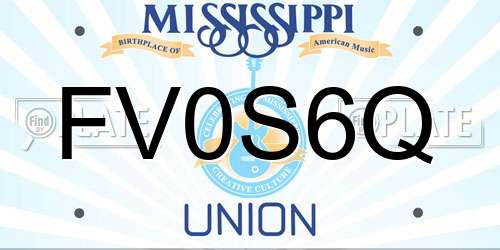 FV0S6Q Mississippi License Plate