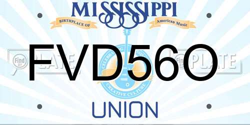 FVD56O Mississippi License Plate