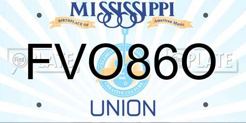 FVO86O Mississippi License Plate