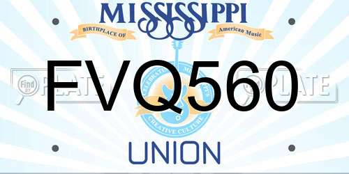 FVQ560 Mississippi License Plate